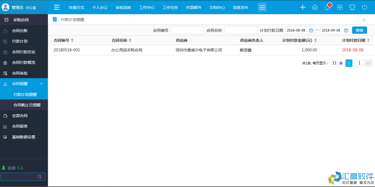 OA功能介紹:合同管理系統(tǒng)之采購合同模塊的功能 OA功能介紹:合同管理系統(tǒng)之采購合同模塊的功能