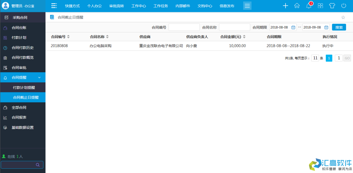 OA功能介紹:合同管理系統(tǒng)之采購合同模塊的功能 OA功能介紹:合同管理系統(tǒng)之采購合同模塊的功能